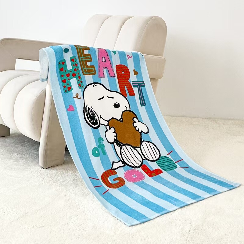 Snoopy Pure Cotton Cut Velvet Series Bath Towel Cartoon Printed Bath Towel Soft Absorbent Large Bath Towel 60*120cm