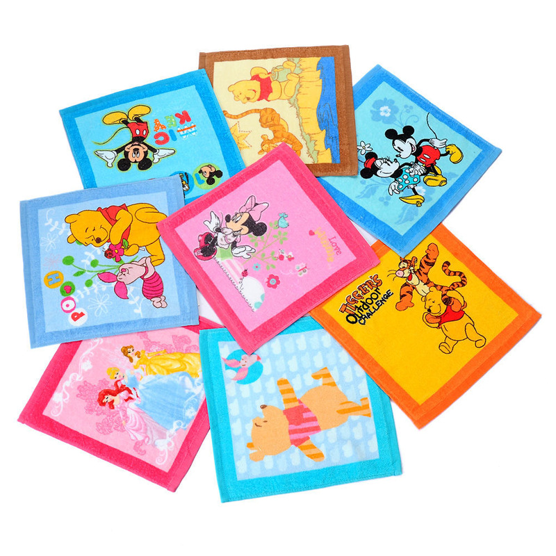 Disney Cut Velvet Loop Single Towel for Children, Soft Baby Face Towel, Cartoon Handkerchief