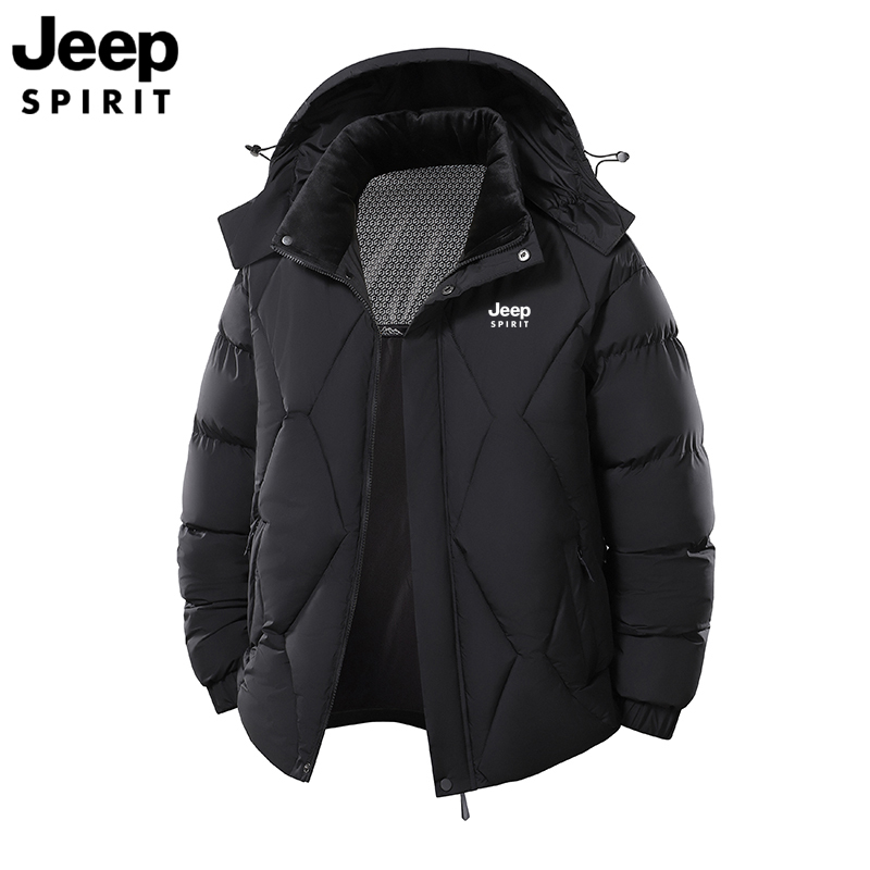 Jeepspirit Jeep down Cotton Jacket Men's Winter Thickened Cotton Coat Loose Cotton Clothing Stand Collar Jacket Men's Coat