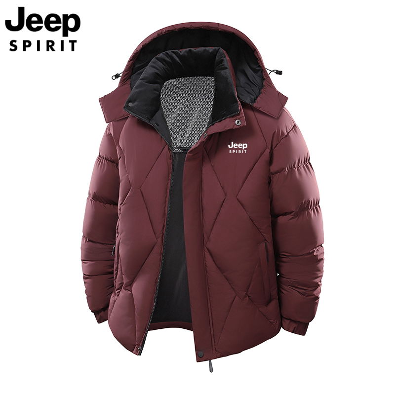 Jeepspirit Jeep down Cotton Jacket Men's Winter Thickened Cotton Coat Loose Cotton Clothing Stand Collar Jacket Men's Coat