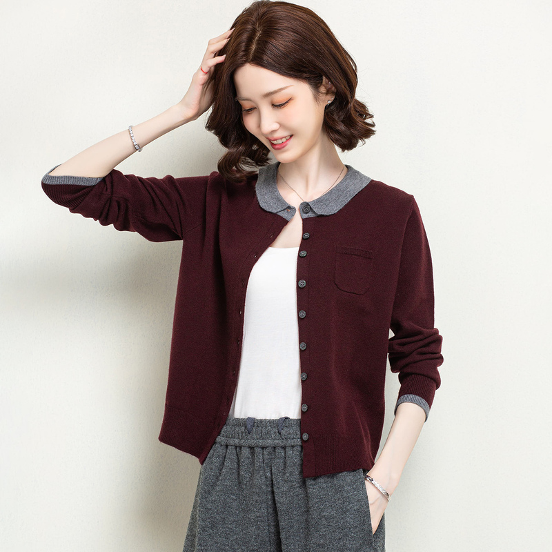 Chanel-Style Short Sweater Cardigan for Women, Autumn and Winter Outerwear, Suitable for Petite Figures, Can Be Paired with Skirts, Wool Knit Cardigan
