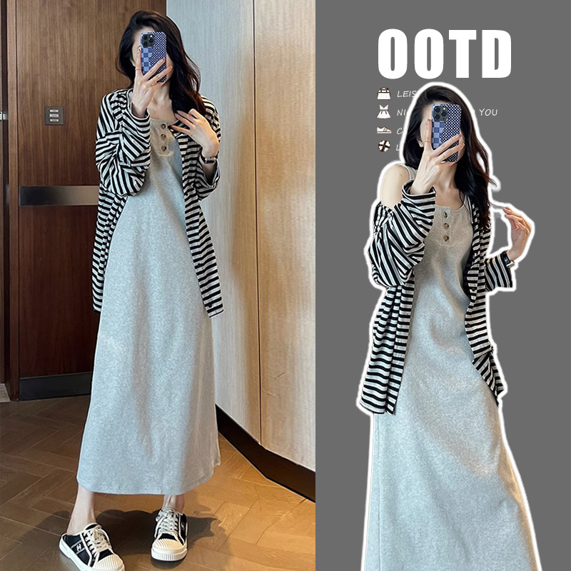 British Dhwa Maternity Dress Set 2026 New Fashion Casual Summer Stylish Korean Style Two-Piece Set