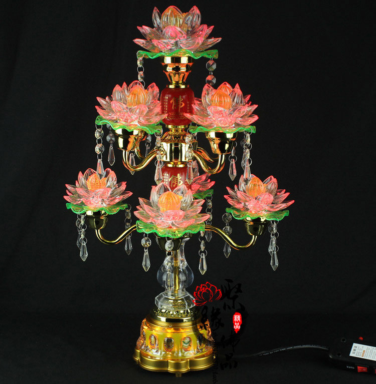 Led nine pints of seven color imitation crystal lotus lamp Buddha for lamp Buddha front for lamp Buddha with long bright light 2020 new product