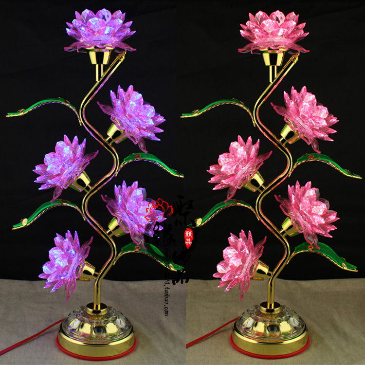 LED five-color crystal lotus flower falling lamp Buddha lamp Buddha Hall Buddha front Changming Temple Buddha table supplies