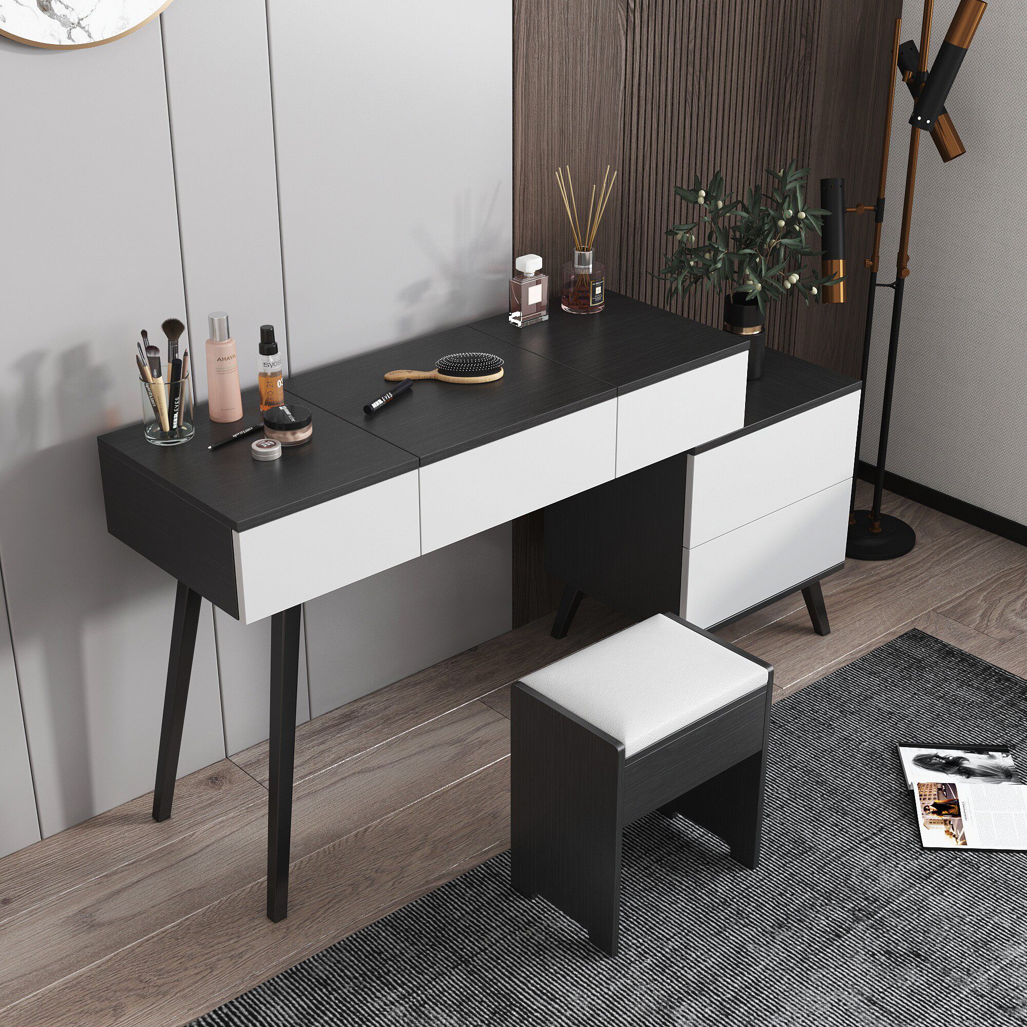 Italian-style rock slab dressing table bedroom modern minimalist storage cabinet one small apartment light luxury wind makeup table net red