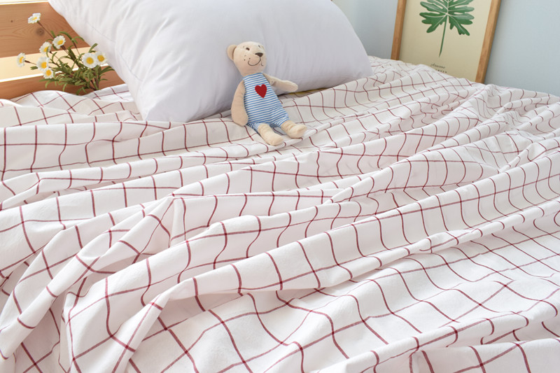 Ga bằng cotton một mảnh giường ký túc xá 1.5m2.0m1.8m đôi lanh đơn rửa sạch bông kẻ sọc giường bông Li - Khăn trải giường bộ ga giường cute