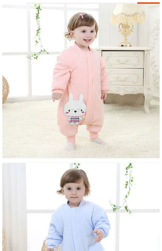 Mùa thu đông mới em bé túi ngủ nam và nữ baby 2 cotton 1-3 tuần đồ ngủ dày chân chống đá được kết nối