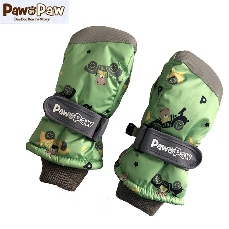 Pawinpaw bear toddler play snow ski baby and mittens boys and girls thicken warm waterproof