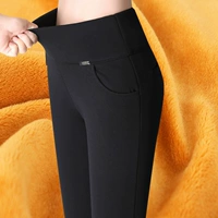 Mùa thu đông mới quần legging size lớn cộng với nhung dày mặc quần cạp cao quần mẹ ấm mùa đông quần chân quần quần legging nữ cạp cao