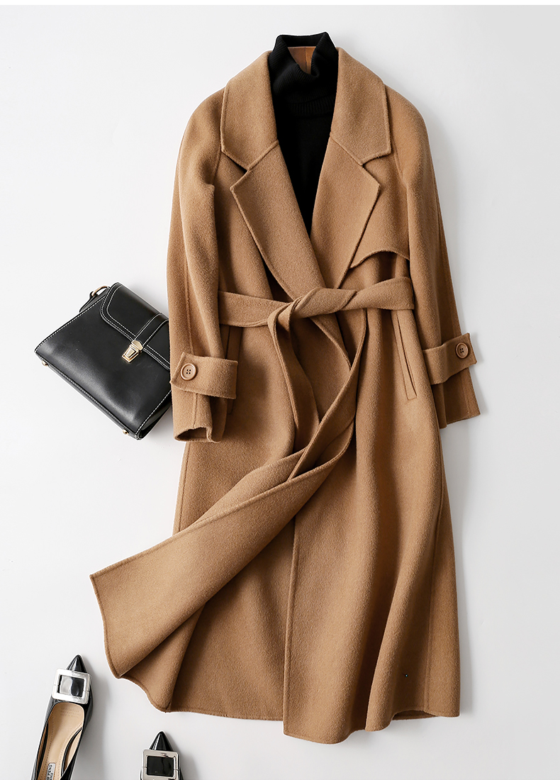 Áo khoác cashmere hai mặt nhỏ dành cho nữ dài 2018 Quần áo thu đông mới Nie len lông cừu mẫu áo khoác nữ đẹp 2021