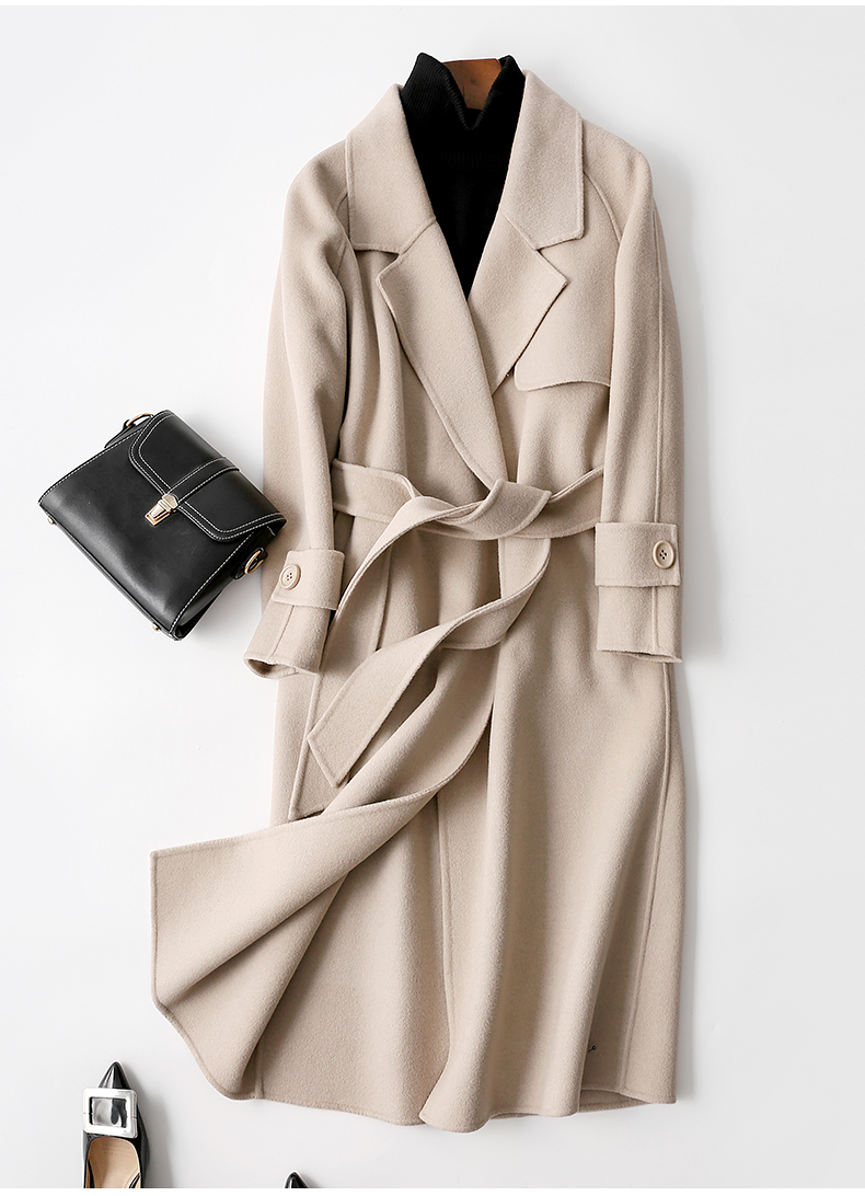 Áo khoác cashmere hai mặt nhỏ dành cho nữ dài 2018 Quần áo thu đông mới Nie len lông cừu mẫu áo khoác nữ đẹp 2021