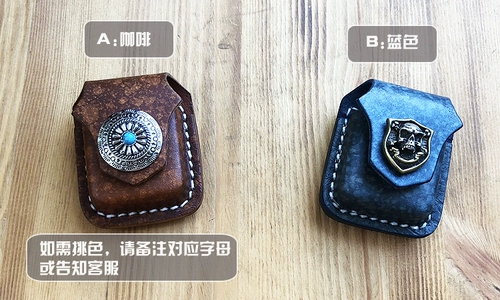 Зажигалка, импортный кожаный чехол ручной работы, воловья кожа