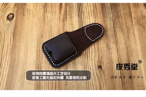 秀 zippo nhẹ hơn khóa từ mạnh mẽ trường hợp da thủ công lớp đầu tiên da đen nhện nhẹ hơn - Bật lửa quẹt dupont