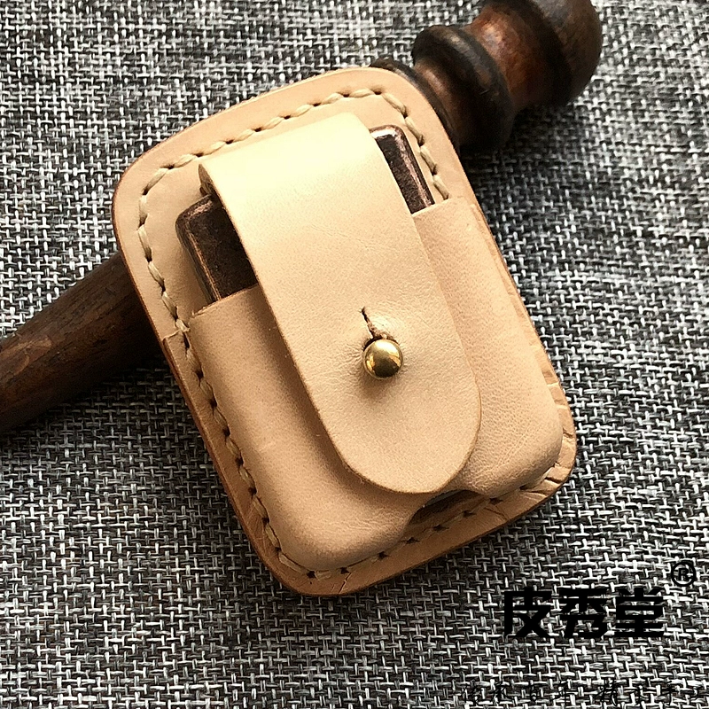 Thay thế bao da zippo nhẹ Nhập khẩu thực vật rám nắng lớp đầu tiên da bò làm bằng tay da đồng khóa nhẹ bao da - Bật lửa