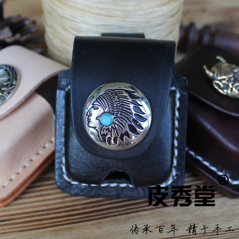 Replacement Zippo lighter leather case Heavy armor Ten thousand Buddhas Chaozong Leather case Vegetable tanned cowhide leather handmade case