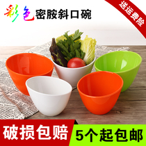  Hot pot shop oblique mouth vegetable bucket color vegetable bowl melamine large bowl sauce ingredient bowl Hotel restaurant seasoning bowl commercial
