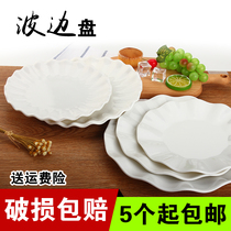  White melamine round dish plate Hotel melamine tableware Foreign trade lace flat plate Cake plate Western steak plate