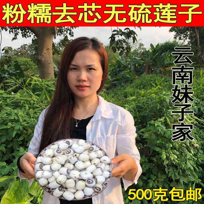 Hunan special production Xiangtan lotus seed grinding skin to the core without sulphur dry goods 500 gr Xianglian large white lotus rice lily silver ear