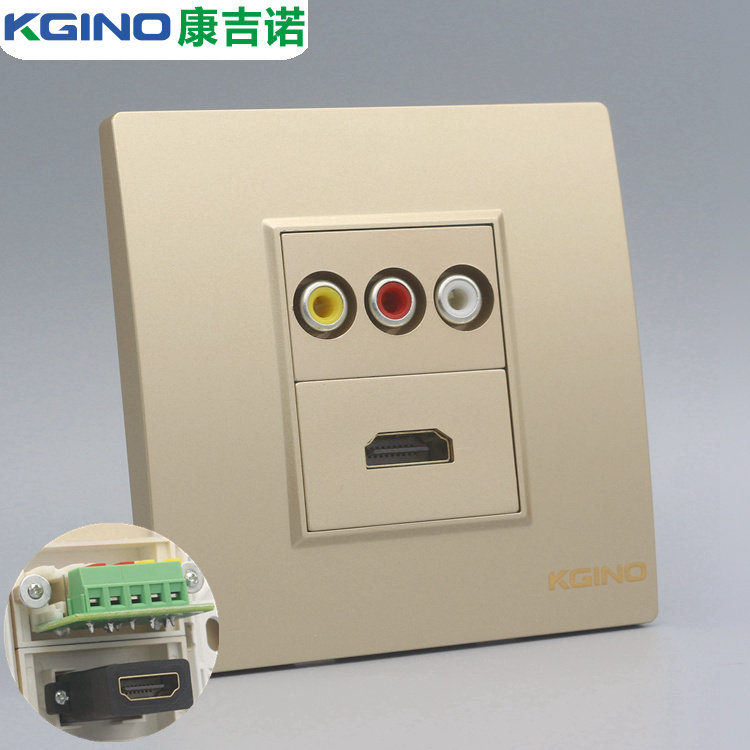 Champagne 86 Type Multimedia HDMI High Definition Audio-video Projector Audio Socket 2 0 HD Audio Outlet