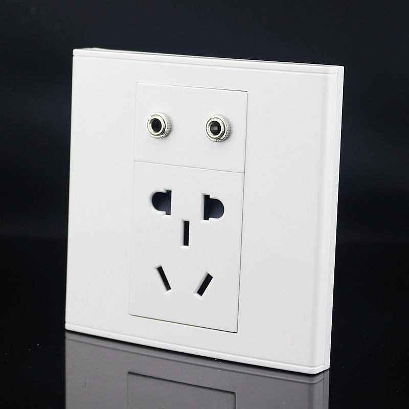 Type 86 dual-hole headphone free of welding with five holes power socket panel Double holes 3 5mm headphone audio with 23 inserts