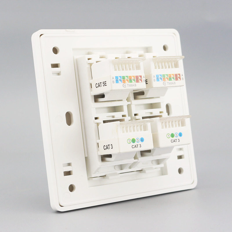 Type 86 quad switch socket 2 RJ45 computer Internet modules 2 CAT3 Phone voice module panels