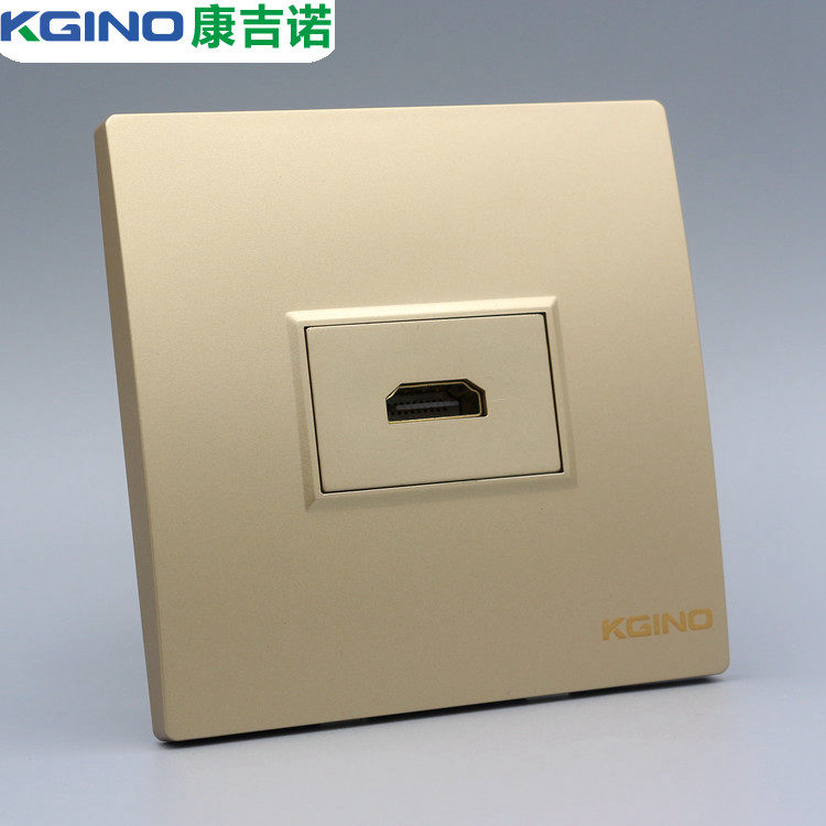 Type 86 champagne HDMI high-definition socket gold 180-degree HDMI digital TV mother pair of mother-to-plug panels