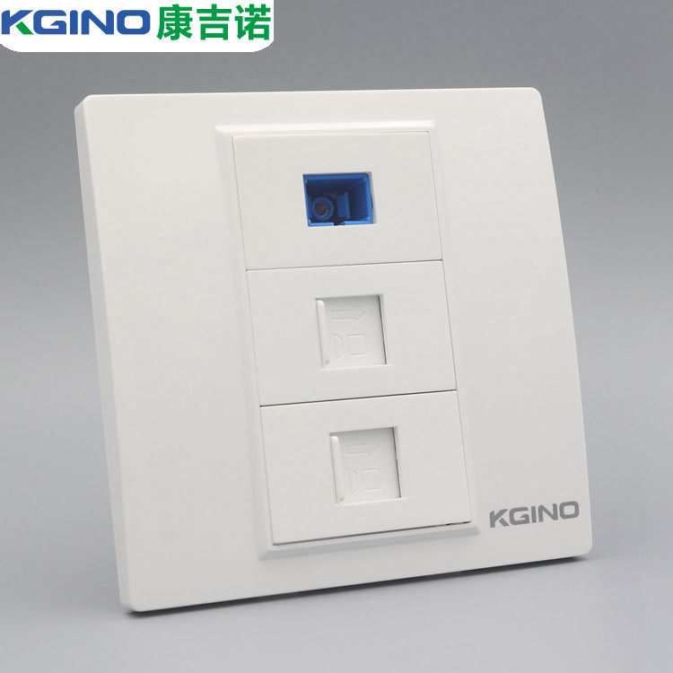 Type 86 dual network with fiber optic wall socket panel 2 computer network cables plus SC fiber optic broadband socket panel