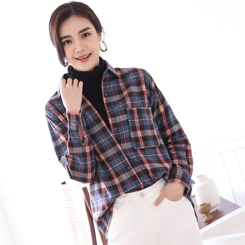 2021 Spring Festival High-end Grinding Hairy Plaid Shirt Woman Retro Port Taste High Quality Design Sensation Inner lap wearing shirt