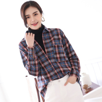 2021 spring high-end brushed plaid shirt womens retro Hong Kong taste high-quality design sense inside the stacked shirt