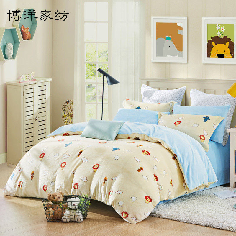 Boyang Home Textiles Winter Kit Flannel Warm Four-Piece Bed Set Bedding