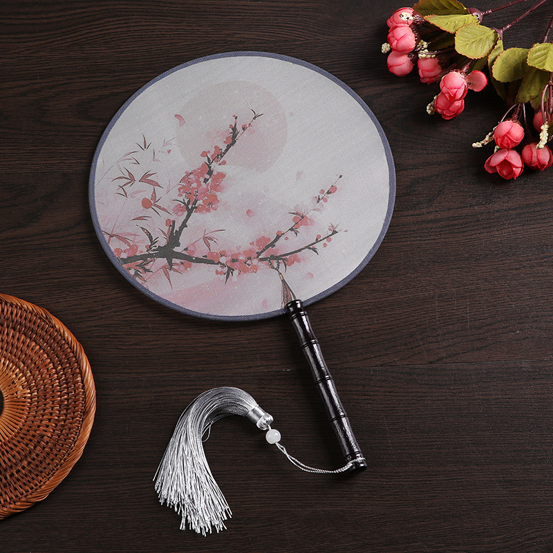 Plum blossom palace fan Silk fan Translucent round fan Ancient fan Costume Cheongsam fan Performance dance customization