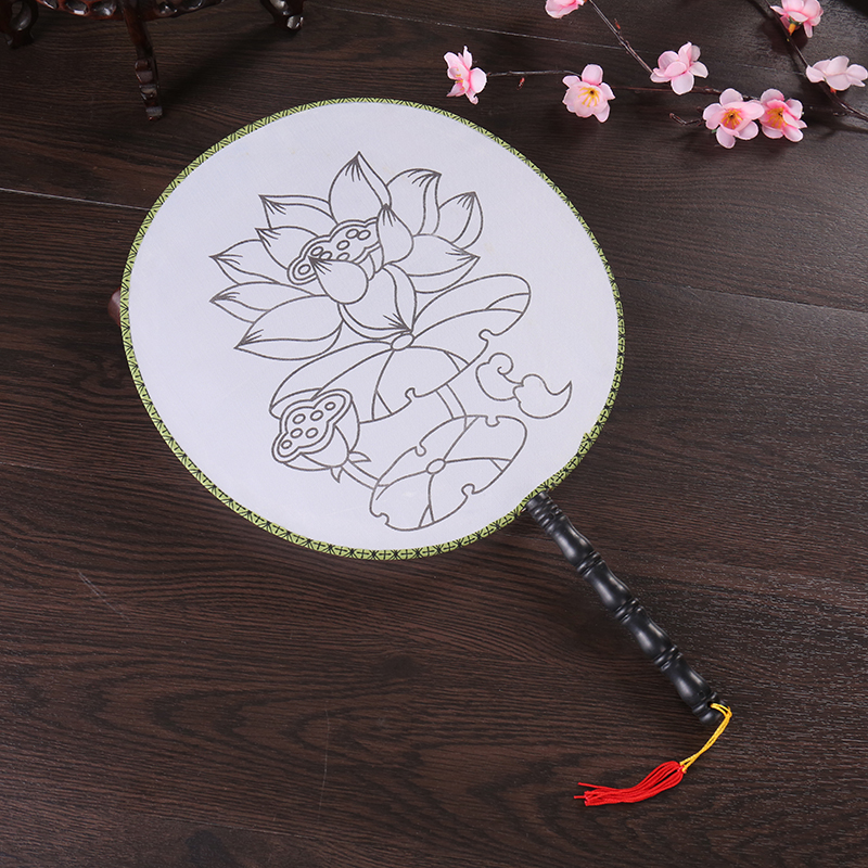 Blank fan Children's painting diy fan Blank group fan Palace fan Round fan Hand-painted paper fan Small folding fan handmade materials