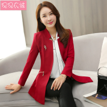 2021 new autumn small suit womens coat long chic suit long sleeve Korean slim top female casual