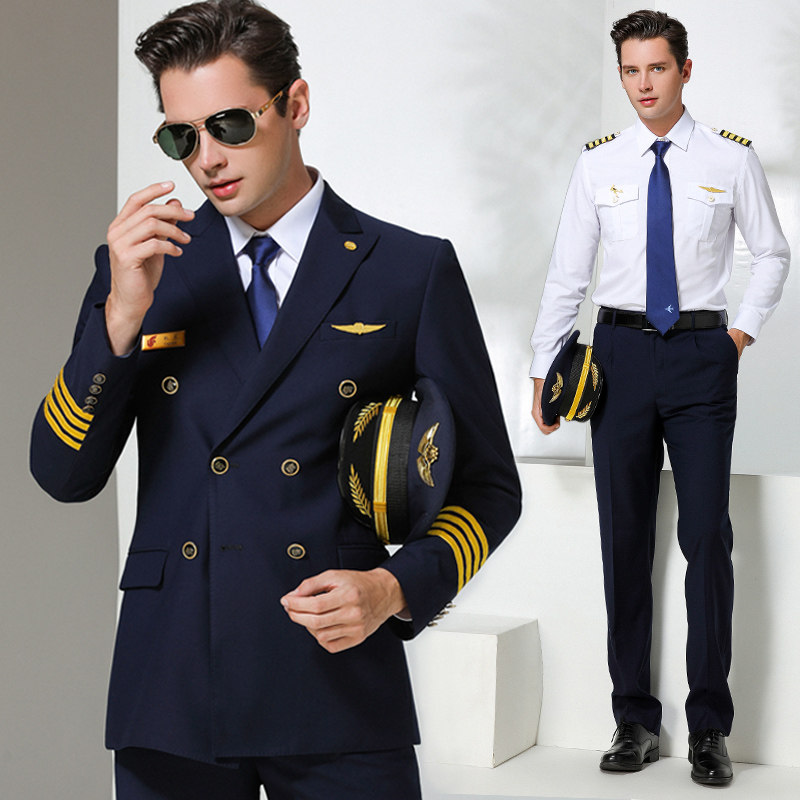 High-end Aviation Sashimi Captain's Uniform Men's Air Less Pilot West Suit Security Property Protocol Suit Work Suit