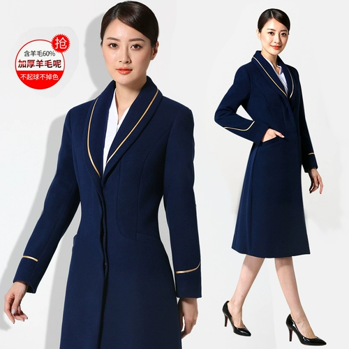 Шерстяное зимнее длинное шерстяное пальто, униформа, средней длины, увеличенная толщина