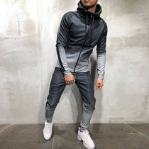 Muscle brother Europe and the United States autumn and winter new sweater sports fitness running hooded sweater suit sportswear two-piece set