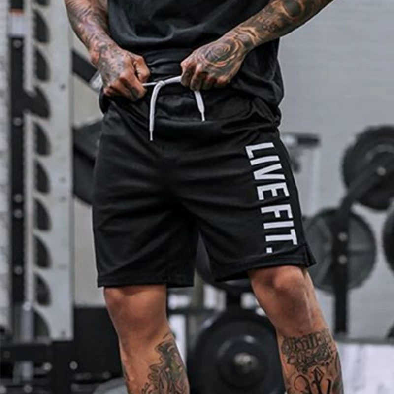 Muscle Bull Brothers Sports Fitness Quần short Nam Chạy bộ Quần Đào tạo Boxing Fighting Letter Quần Quần nhanh khô - Quần thể thao