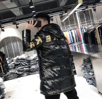 Mens long down jacket 2020 winter New Youth handsome casual fashion embroidery printed slim coat