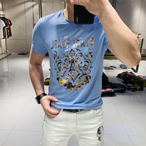 2020 Summer thin fashion fashion short sleeve male harbor style casual round neck slim slim cotton printed T-shirt