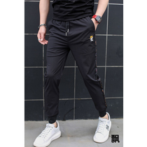 Mens 2020 Spring Summer new personality trend slim net red beam feet hot drill sports casual pants mens overalls