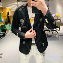 European station spring new alien hot drill slim suit mens Tide brand European goods cheap west short Korean coat