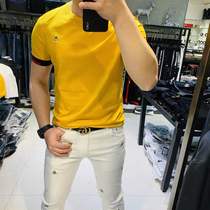 2019 models(broken code welfare to pick up leakage)solid color casual stretch slim Korean version of the fashion crew neck base shirt shake sound