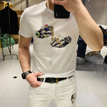 2020 (broken code welfare pick-up leak) mercerized cotton T-shirt men 2020 Summer print fashion round neck short sleeve tide