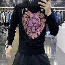 2020 Winter new sweater European and American casual fashion individuality round collar anti-ball velvet swoolen swoon undershirt man