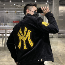 2021 autumn new corduroy jacket mens fashion European and American fashion brand handsome slim trend youth tooling jacket