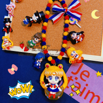 Sailor Moon Hare Water Ice Moon Car Hanging Cartoon Cute Car Ornament Rearview Bag Mirror Pendant Keychain