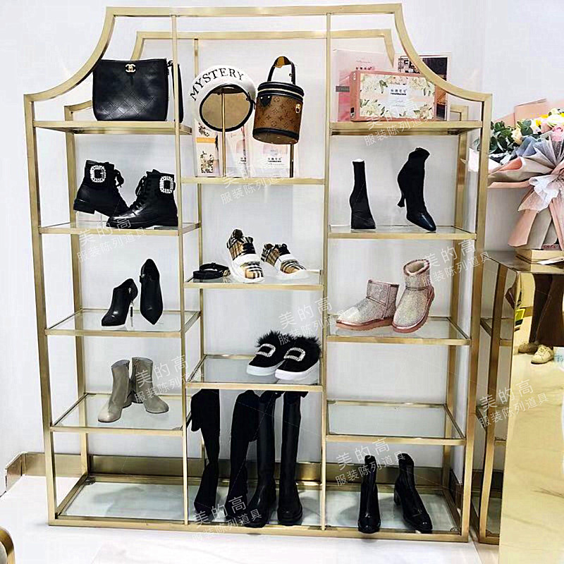 Shoe Bag Rack Stainless Steel Show Shoes Bag Shelf Laminate Rack Floor Type Titanium Alloy Wire Rack Clothing Rack