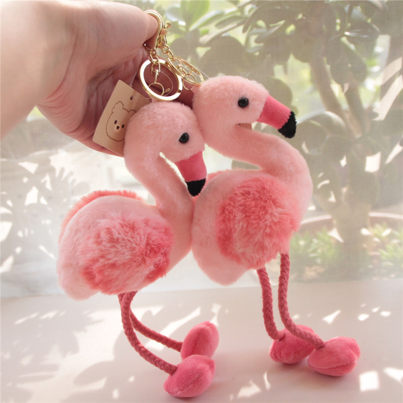 ins Flamingo Plush Doll Keychain Small Hanging Ornament Bird Bag Backpack Doll Pendant Accessories Girl Gift