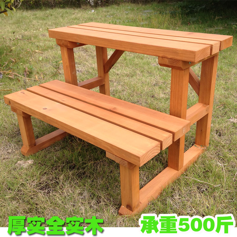 Outdoor anti-corrosion solid wood steps foot stairs flower frame balcony bathroom courtyard ladder stool two floor foot pedals