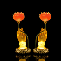Glaze Lotus Lamp Crystal Buddha Lamp New Lotus Lamp Changming Lamp Guanyin Buddhist Hall Plug-in LED Home Lamp